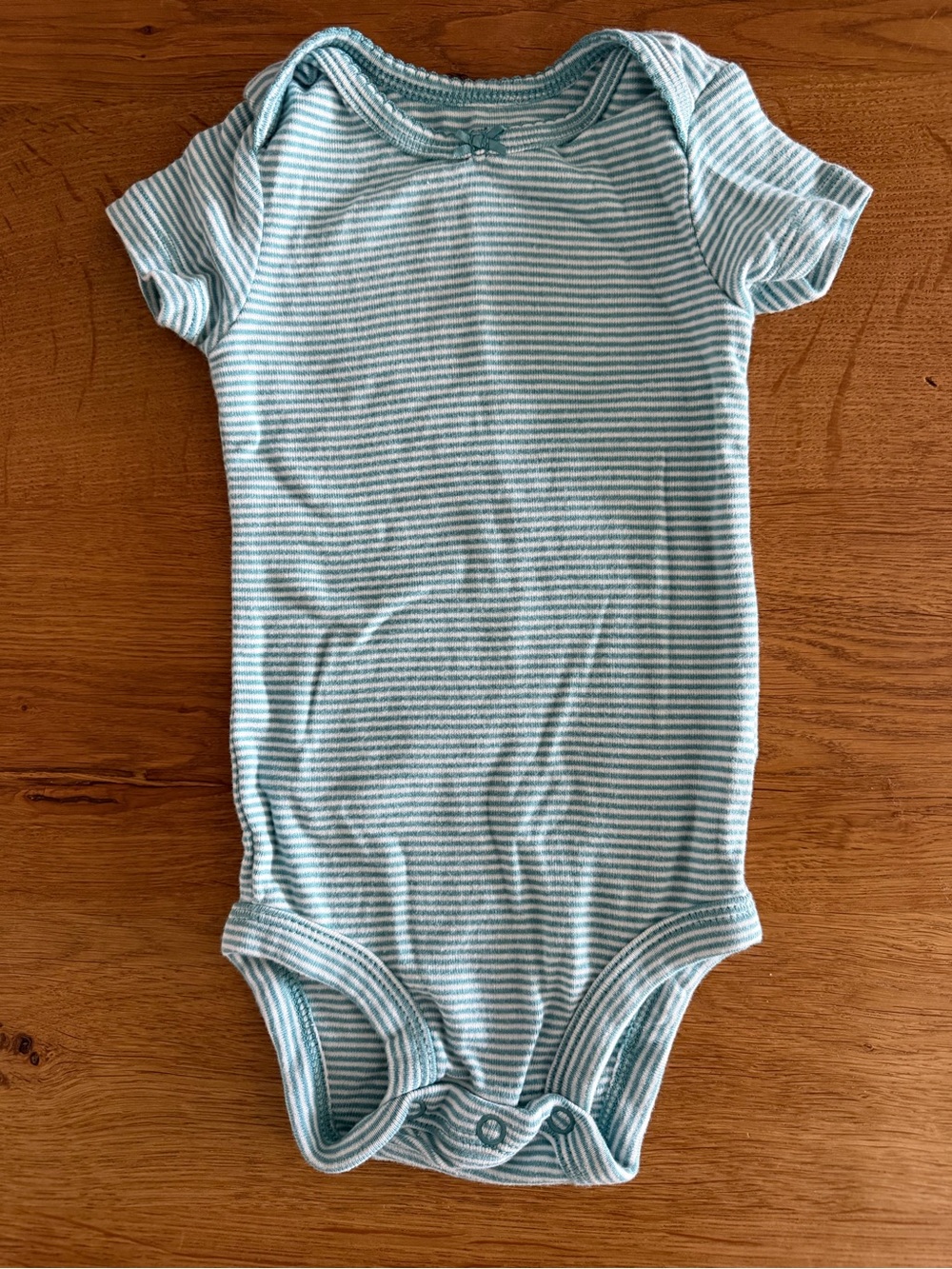 Carter's Short-Sleeve Striped One-Piece in Light Teal and White